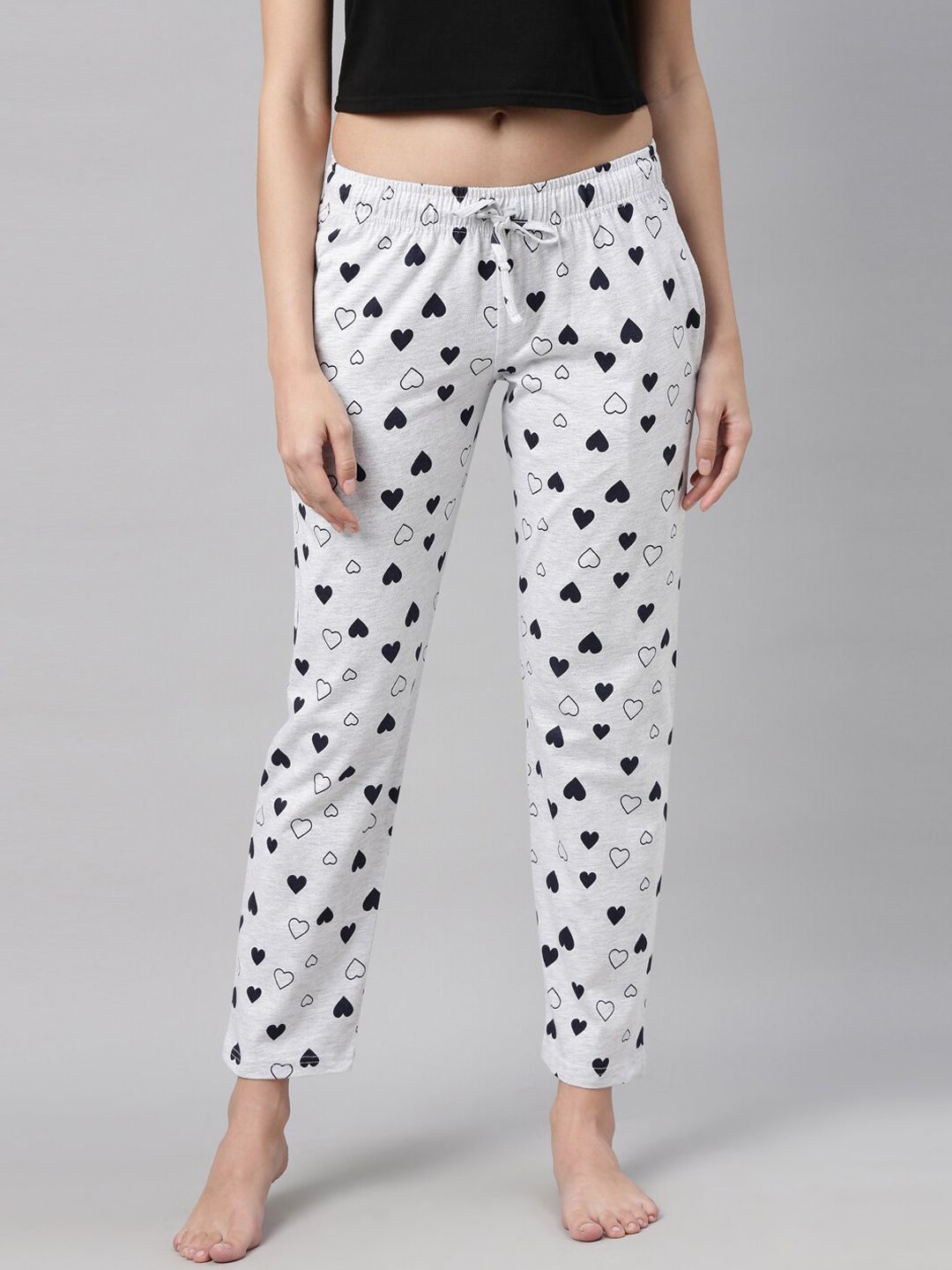 3PIN Women White & Black Printed Lounge Pants Price in India