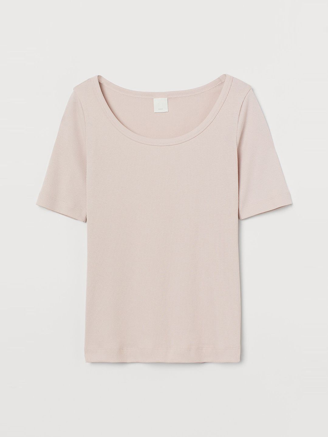 H&M Women Pink Solid Ribbed T-shirt