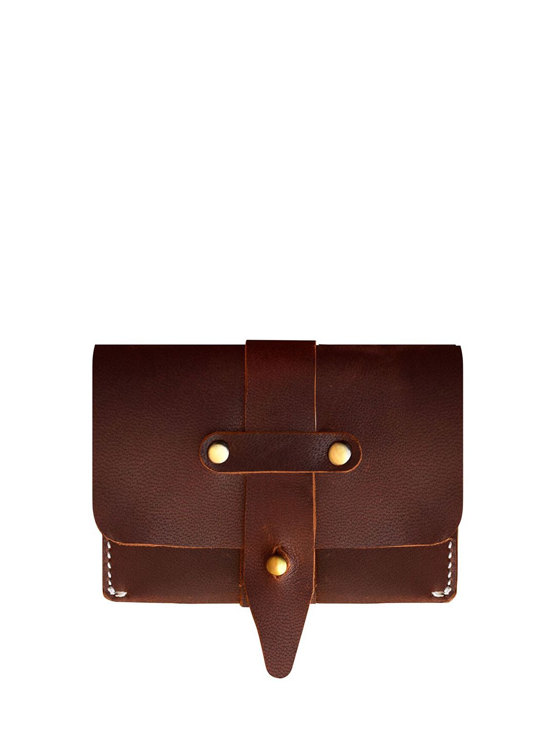 ABYS Unisex Brown Solid Leather Card Holder Price in India