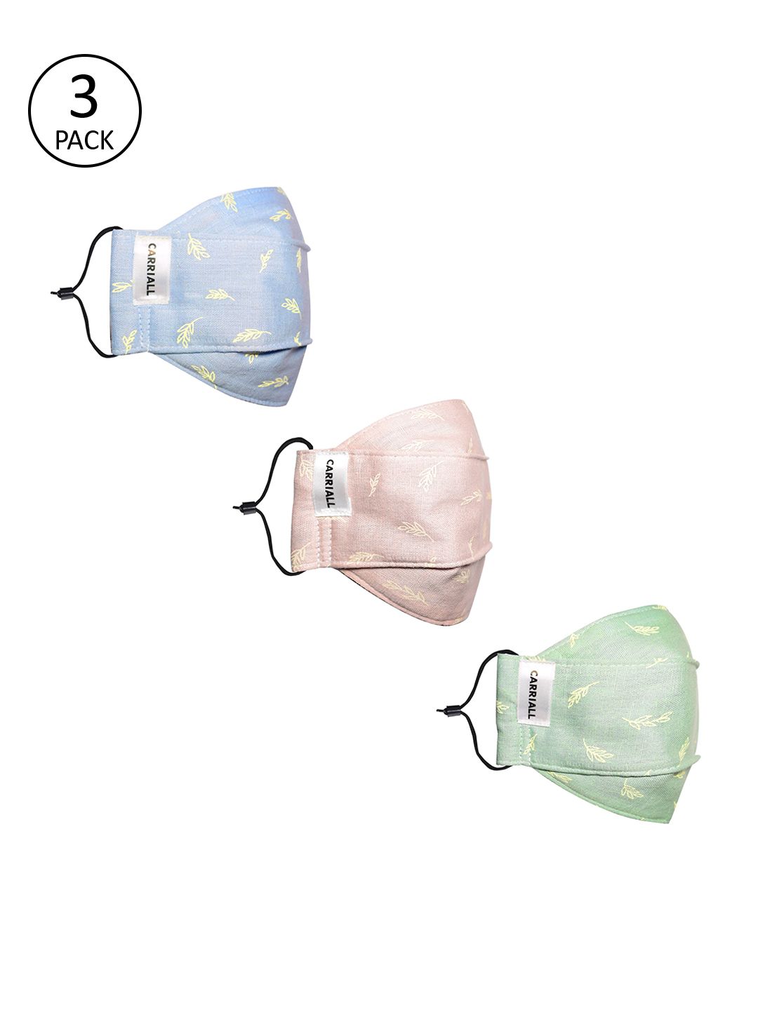 CARRIALL Pack of 3 Assorted Reusable Cloth Face Masks Price in India