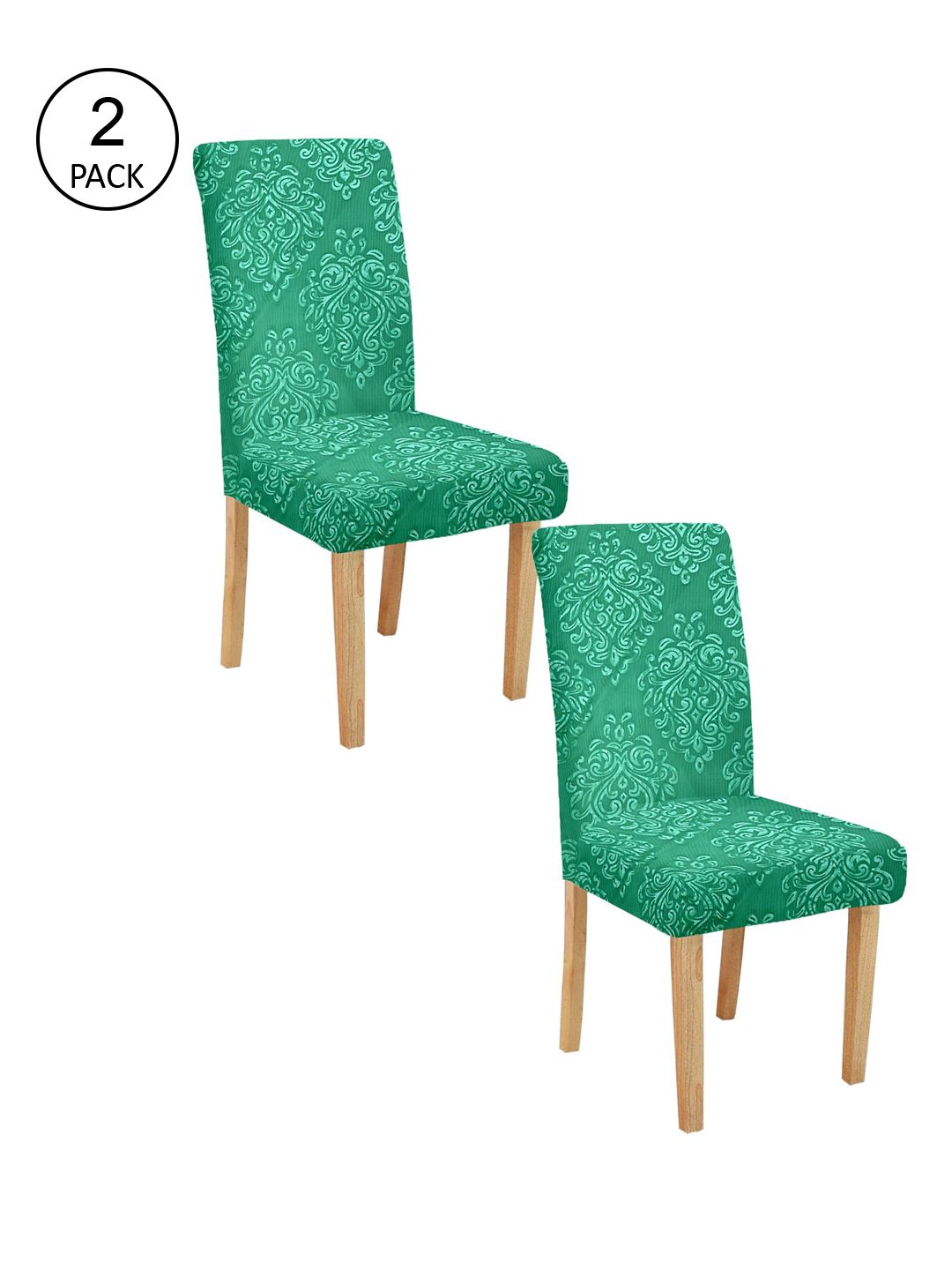 Cortina Set Of 2 Green Printed Chair Covers Price in India