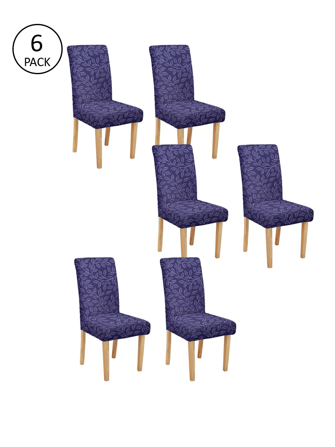 Cortina Set Of 6 Purple Printed Chair Covers Price in India