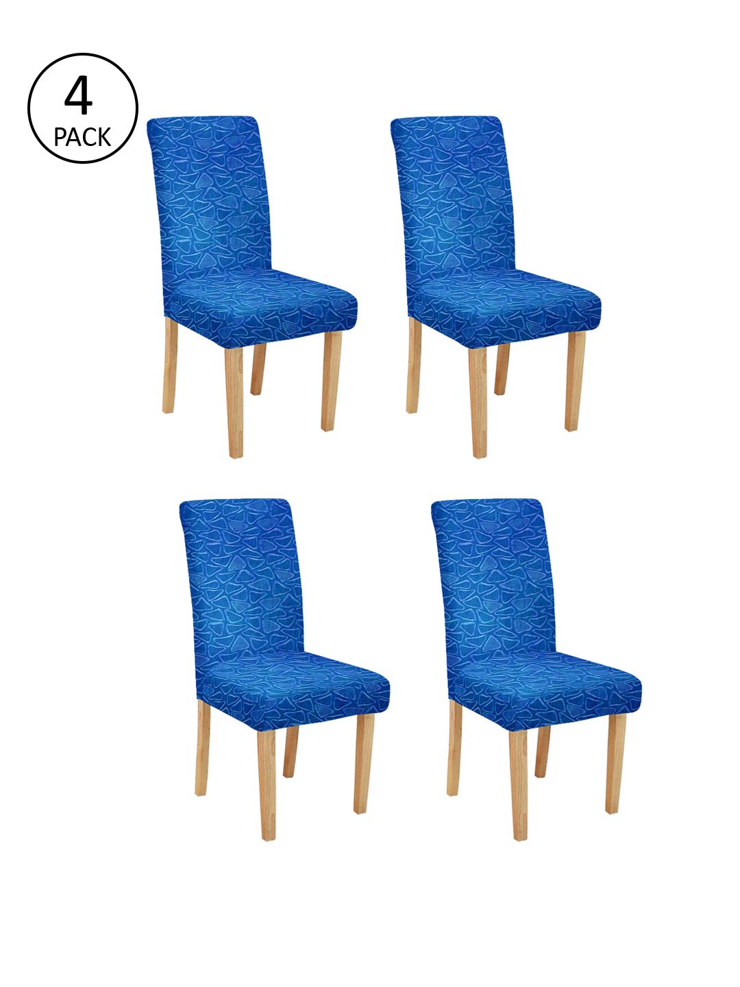 Cortina Set of 4 Blue Self Design Chair Covers Price in India