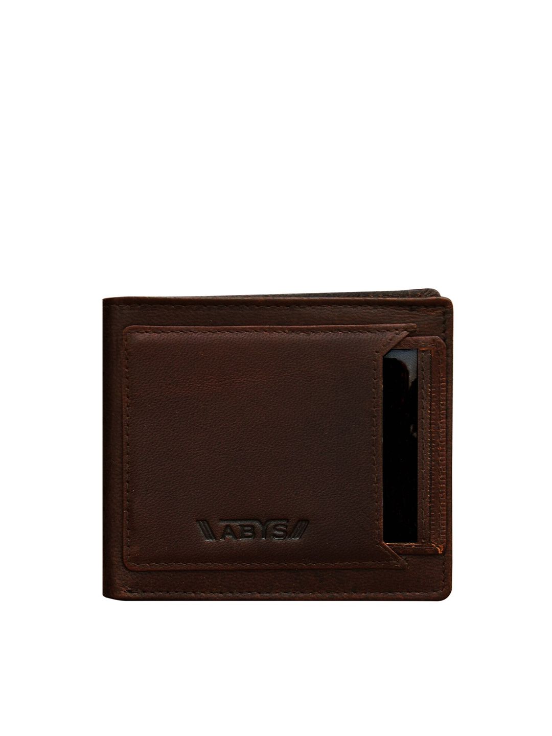 ABYS Unisex Brown Solid Leather Two Fold Wallet Price in India