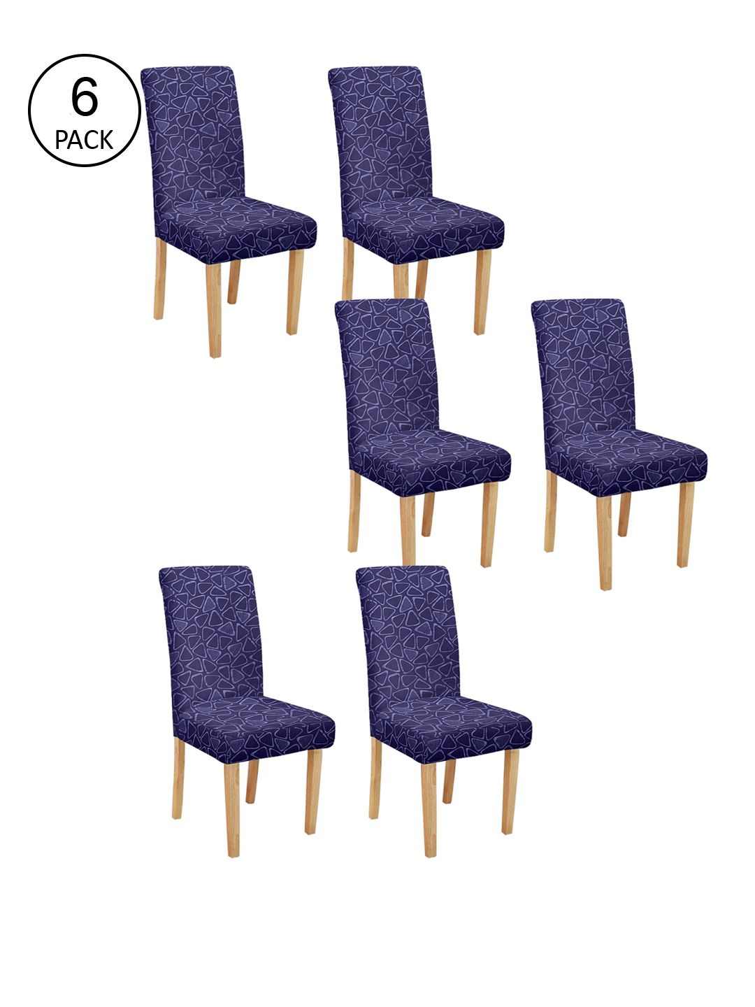 Cortina Set Of 6 Purple Printed Chair Covers Price in India