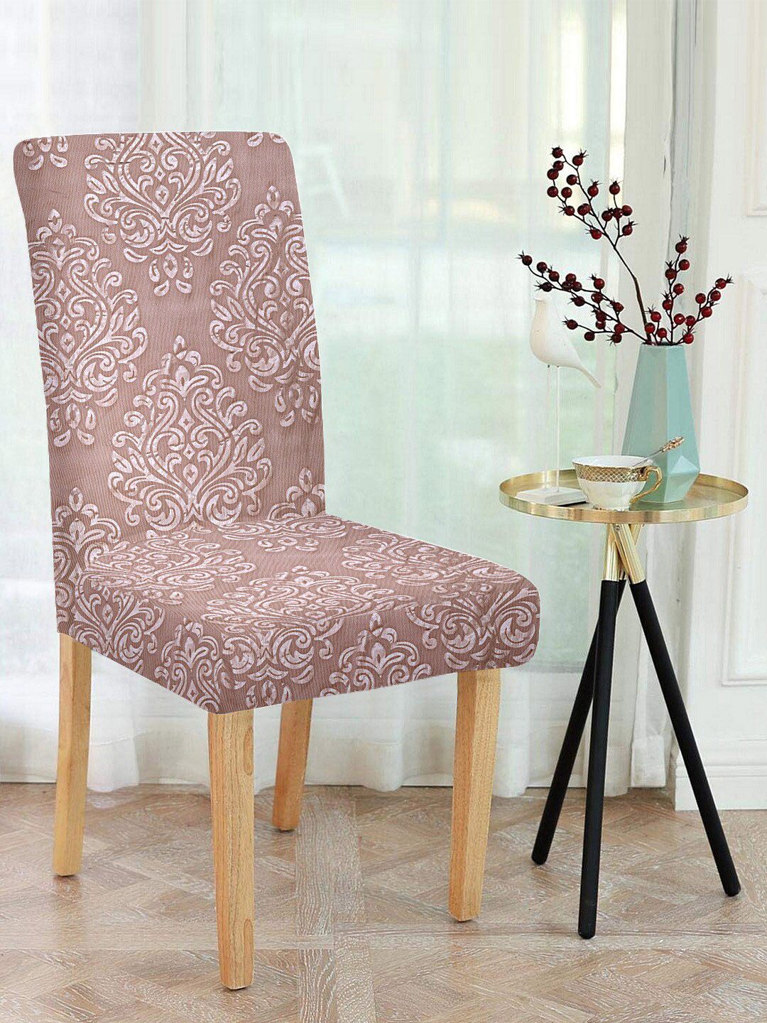 Cortina Set Of 4 Pink Printed Chair Covers Price in India