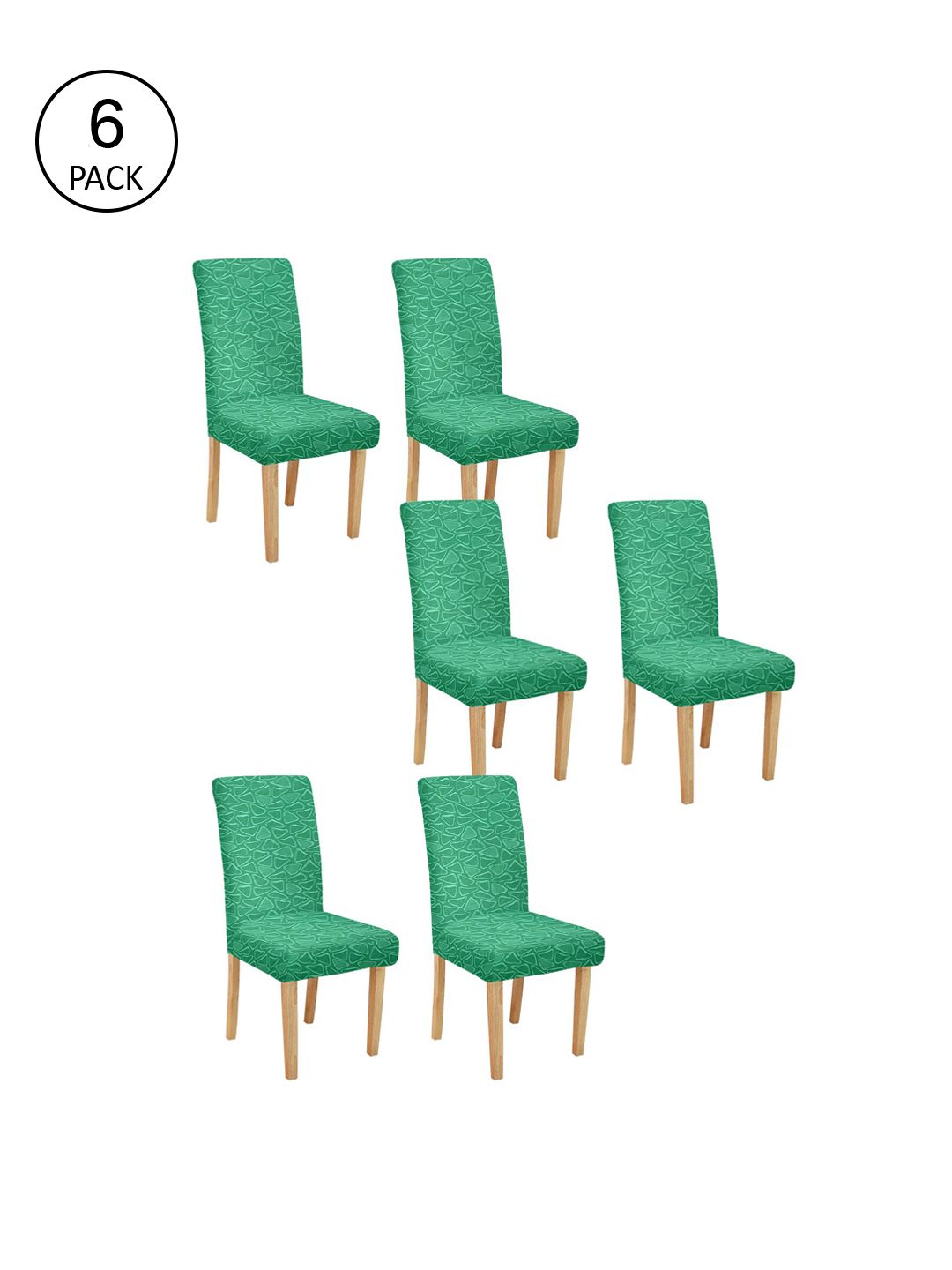 Cortina Set Of 6 Green Printed Chair Covers Price in India