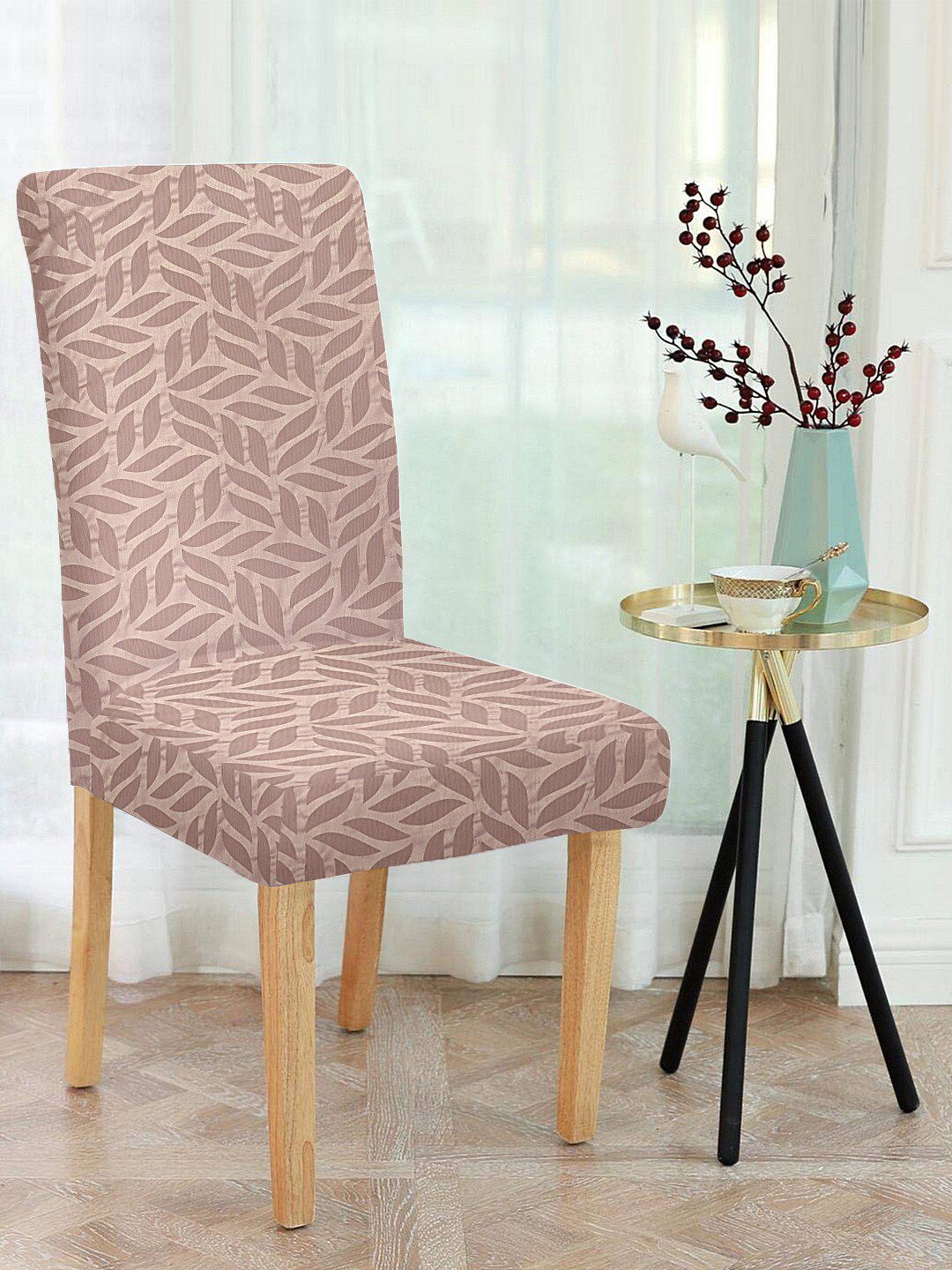 Cortina Set Of 4 Pink Printed Chair Covers Price in India