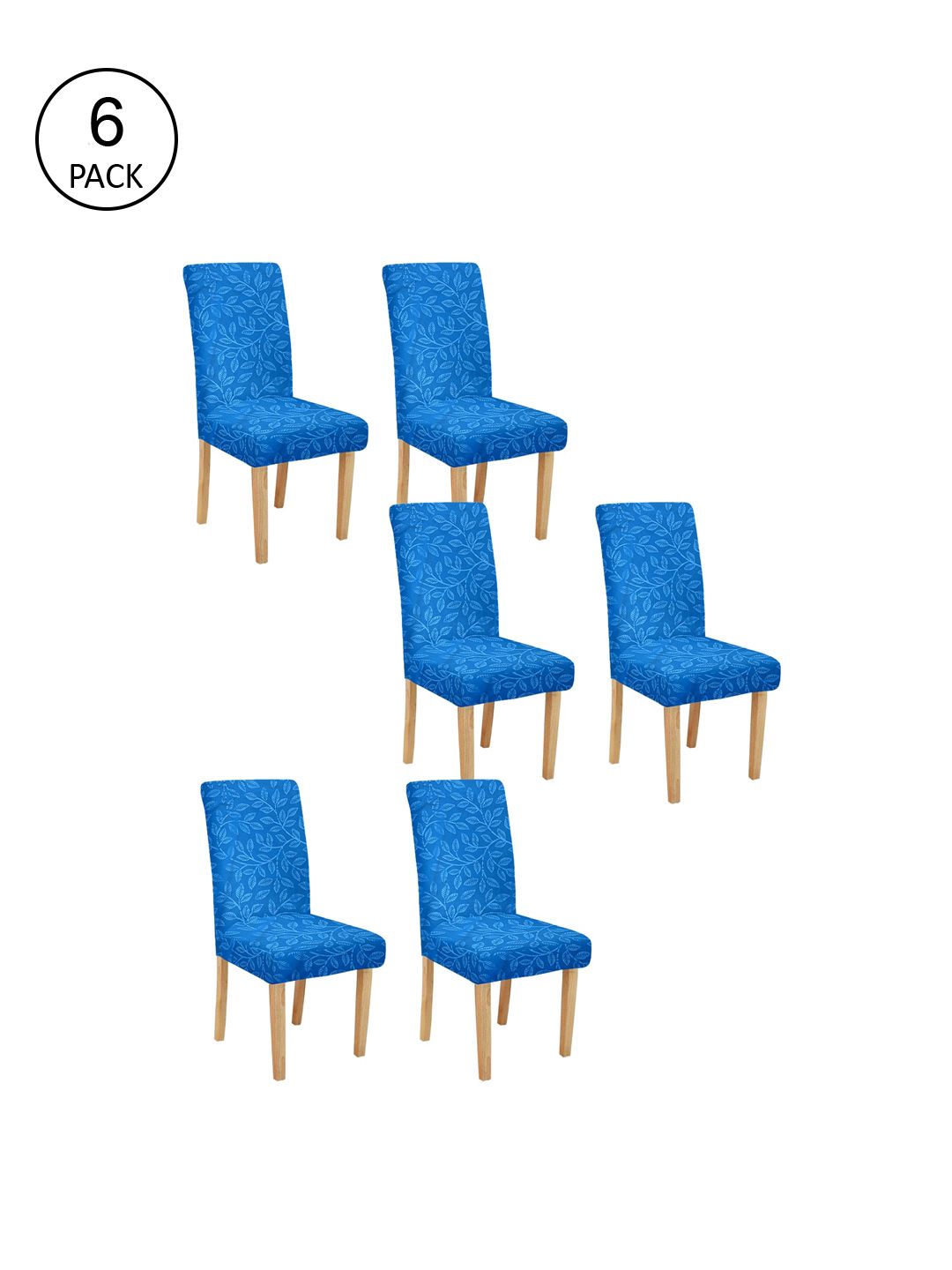 Cortina Set Of 6 Blue Printed Chair Covers Price in India