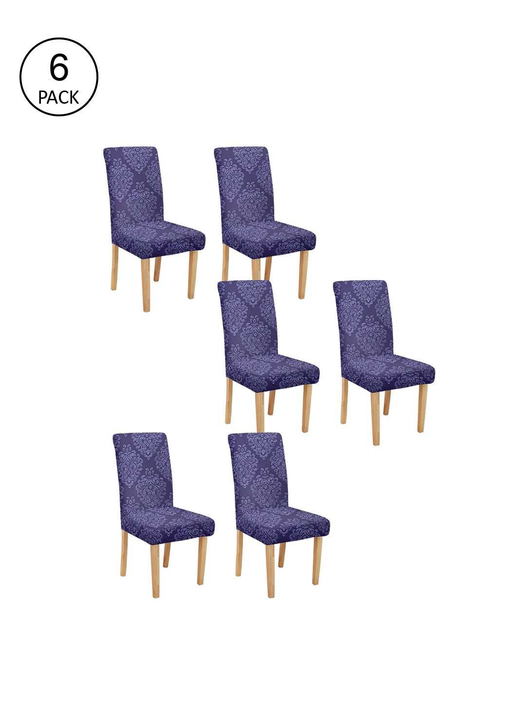 Cortina Set Of 6 Purple Self-Design Chair Covers Price in India