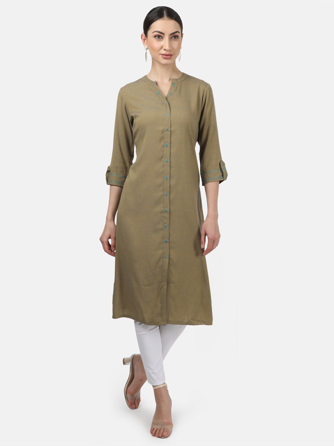 Monte Carlo Women Olive Solid Tunic Price in India