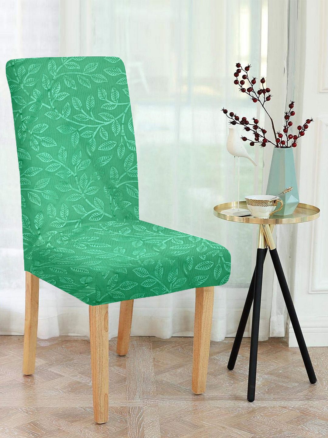 Cortina Set Of 6 Green Printed Chair Covers Price in India