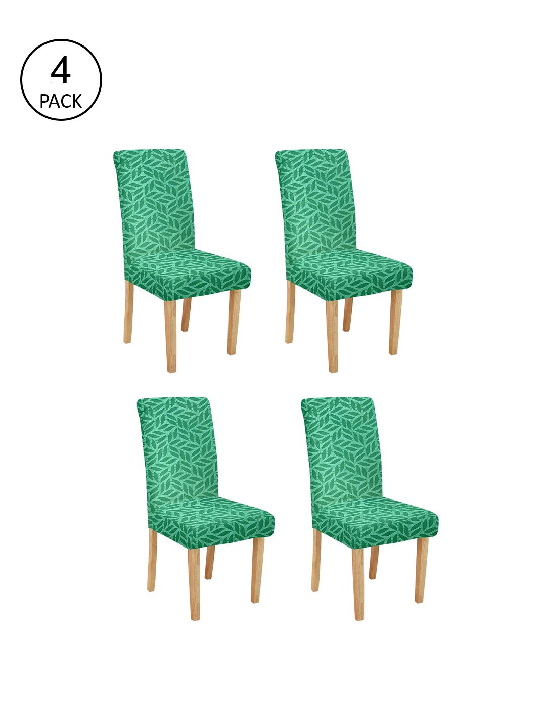 Cortina Set Of 4 Green Printed Chair Covers Price in India