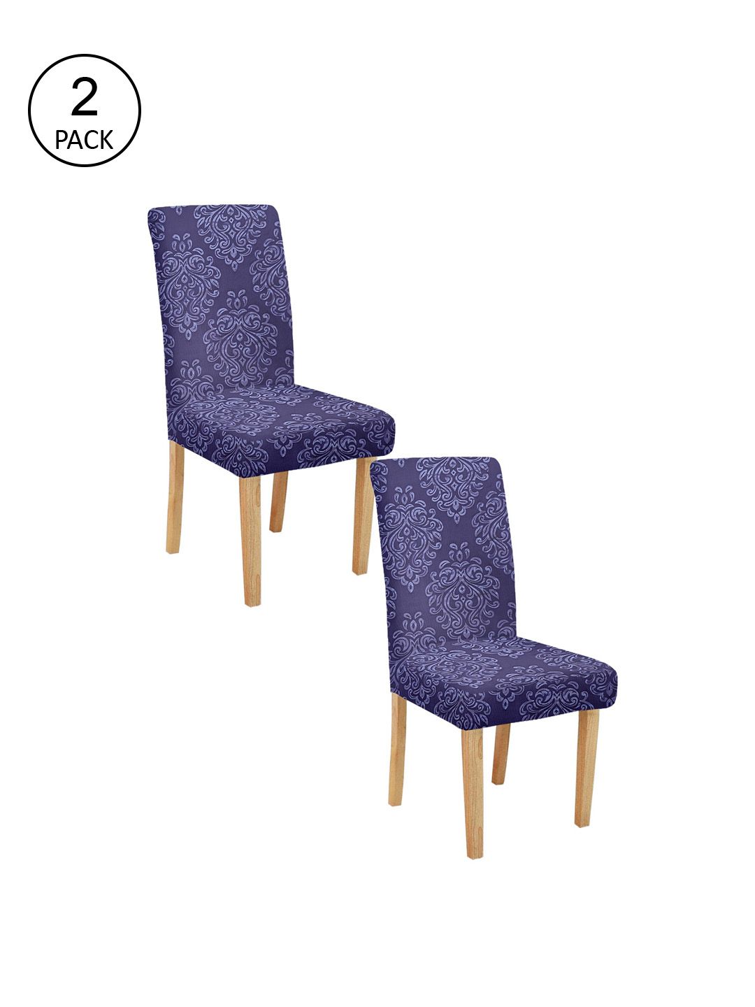 Cortina Set Of 2 Purple Printed Chair Covers Price in India