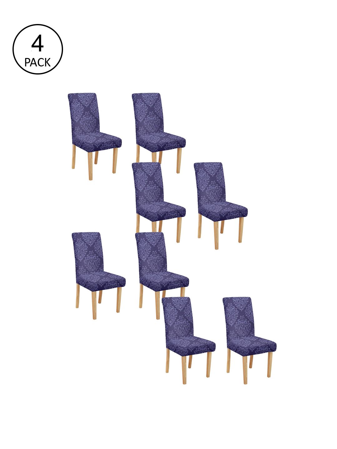 Cortina Set Of 8 Purple Printed Chair Covers Price in India