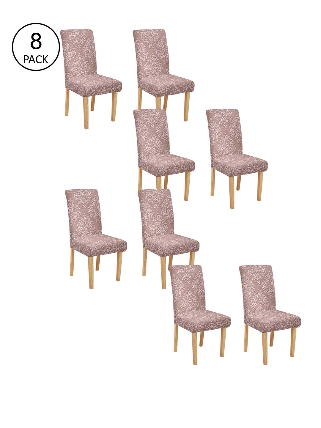 Cortina Set Of 8 Pink Self-Design Chair Covers Price in India