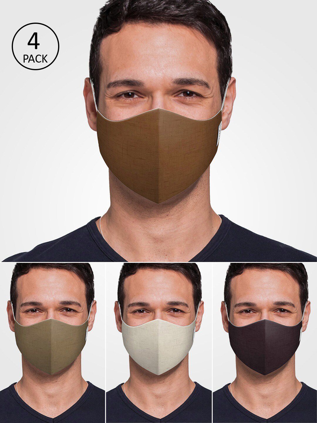 DDecor Unisex Pack Of 4 3-Ply Solid Reusable Anti-Viral Protective Outdoor Face Masks Price in India