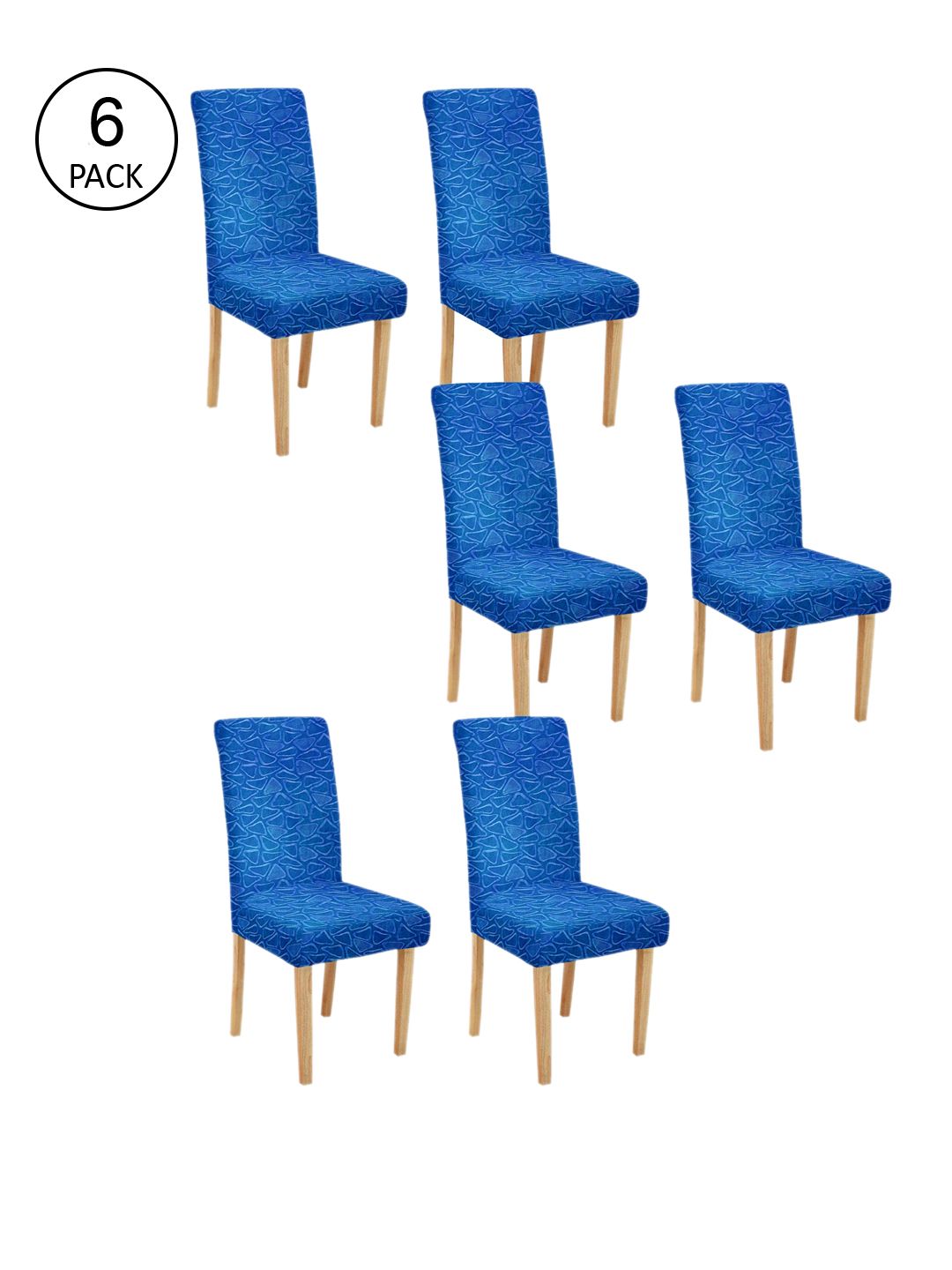 Cortina Set Of 6 Blue Self Design Chair Covers Price in India