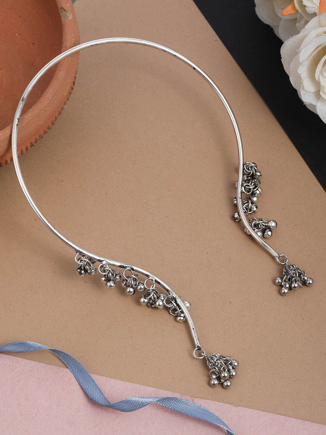 Silvermerc Designs Silver-Toned Brass Silver-Plated Open Necklace Price in India