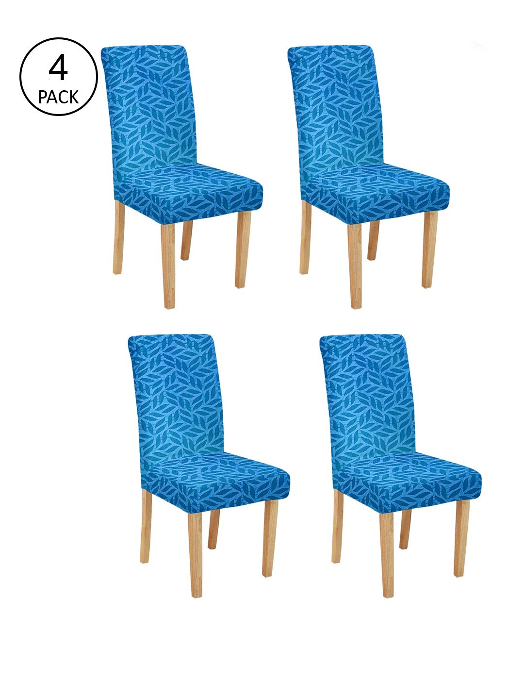 Cortina Set Of 4 Blue Printed Chair Covers Price in India