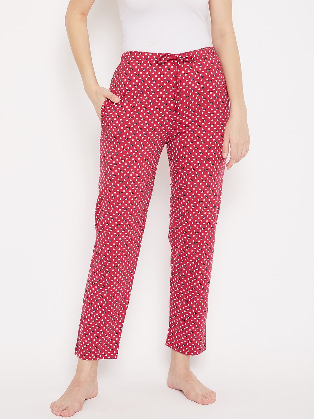 C9 AIRWEAR Women Red Printed Pure Cotton Lounge Pants Price in India