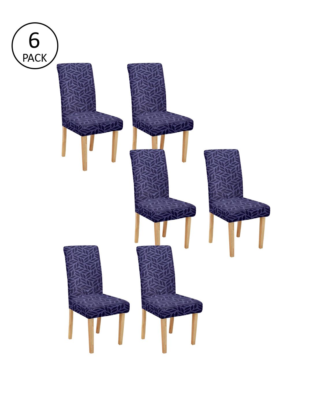 Cortina Set Of 6 Purple Printed Chair Covers Price in India