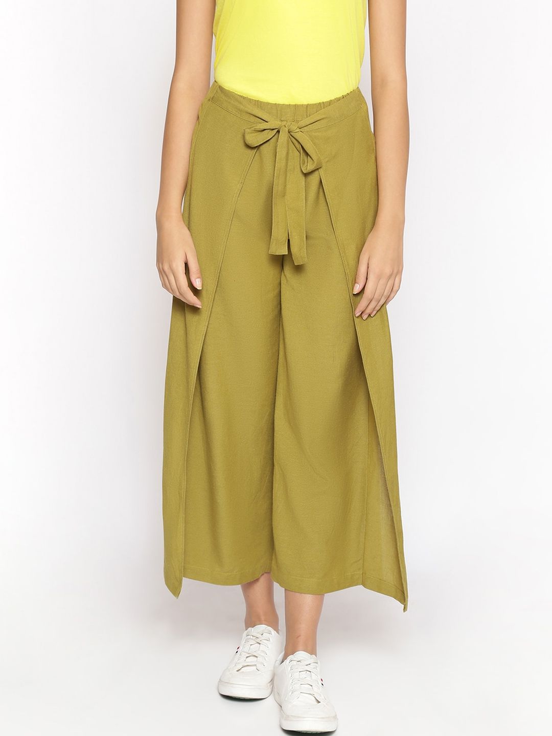 Oxolloxo Women Olive Green Regular Fit Solid Culottes Price in India