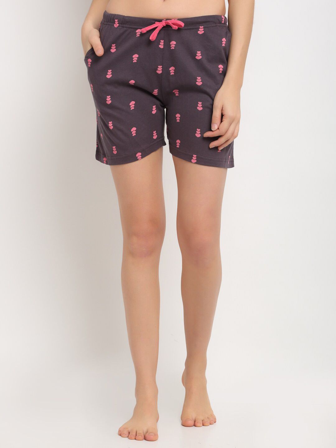 Kanvin Women Purple & Pink Printed Lounge Shorts Price in India