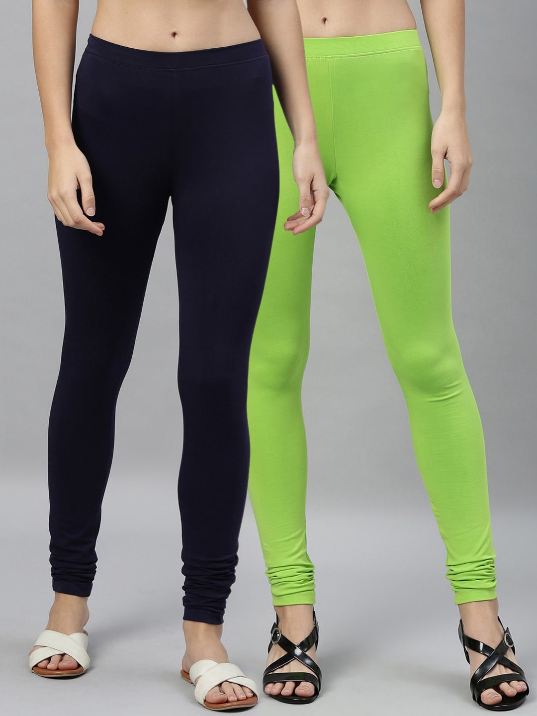 Kryptic Women Pack of 2 Solid Churidar-Length Leggings Price in India