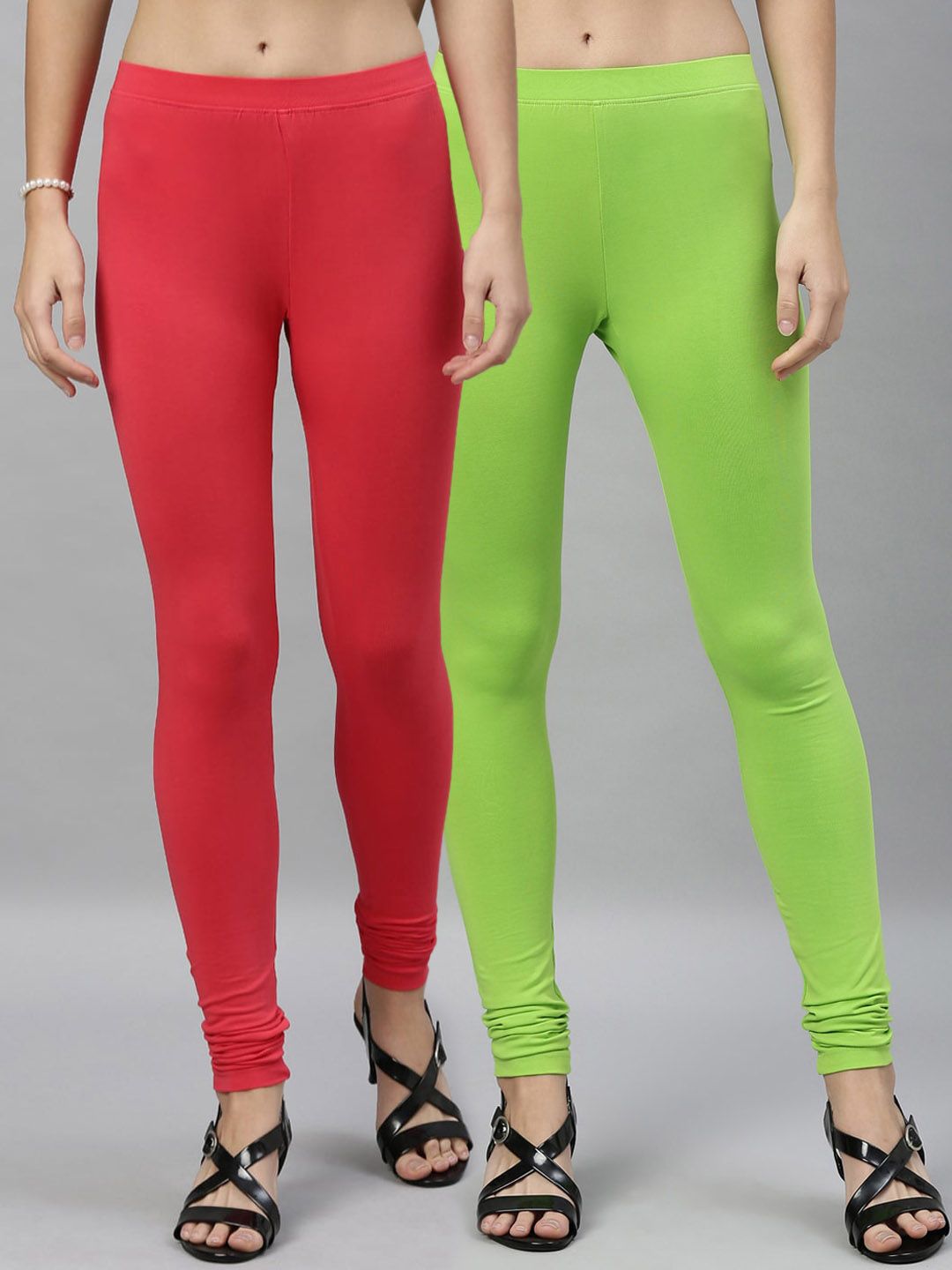 Kryptic Women Pack of 2 Solid Churidar-Length Leggings Price in India