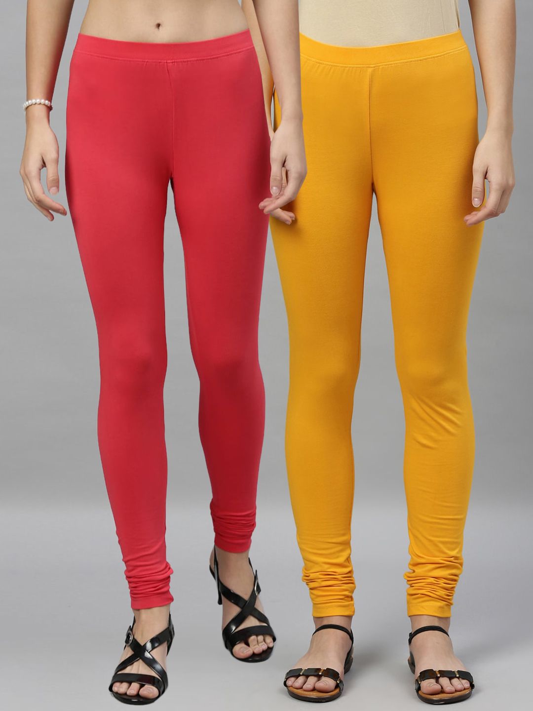 Kryptic Women Pack of 2 Solid Churidar-Length Leggings Price in India