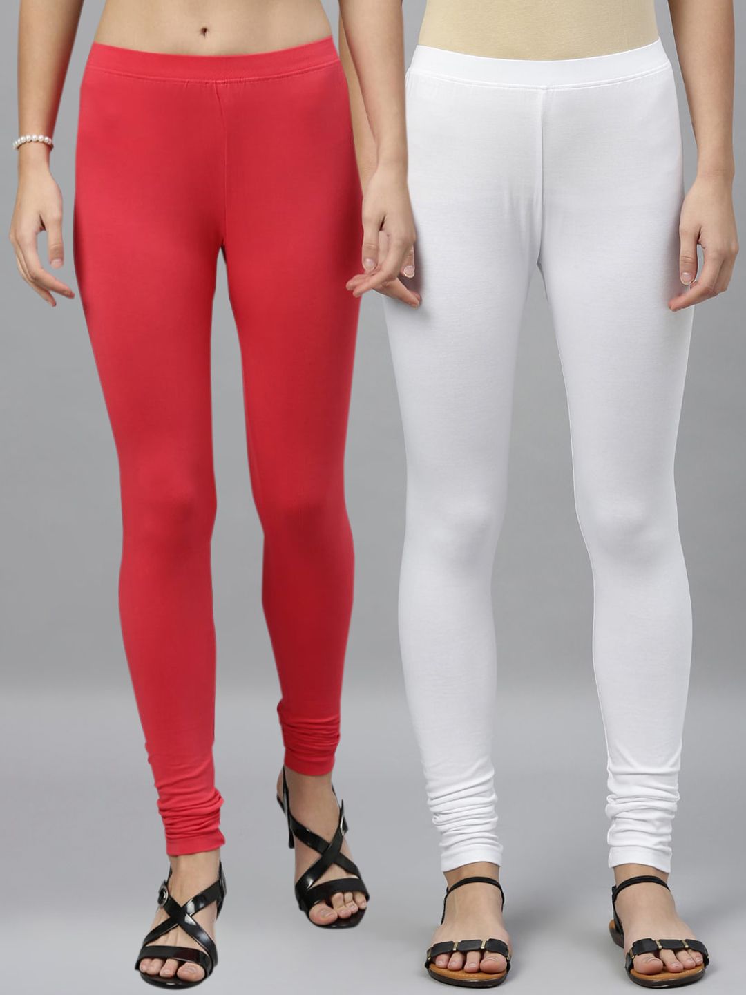 Kryptic Women Pack of 2 Solid Churidar-Length Leggings Price in India