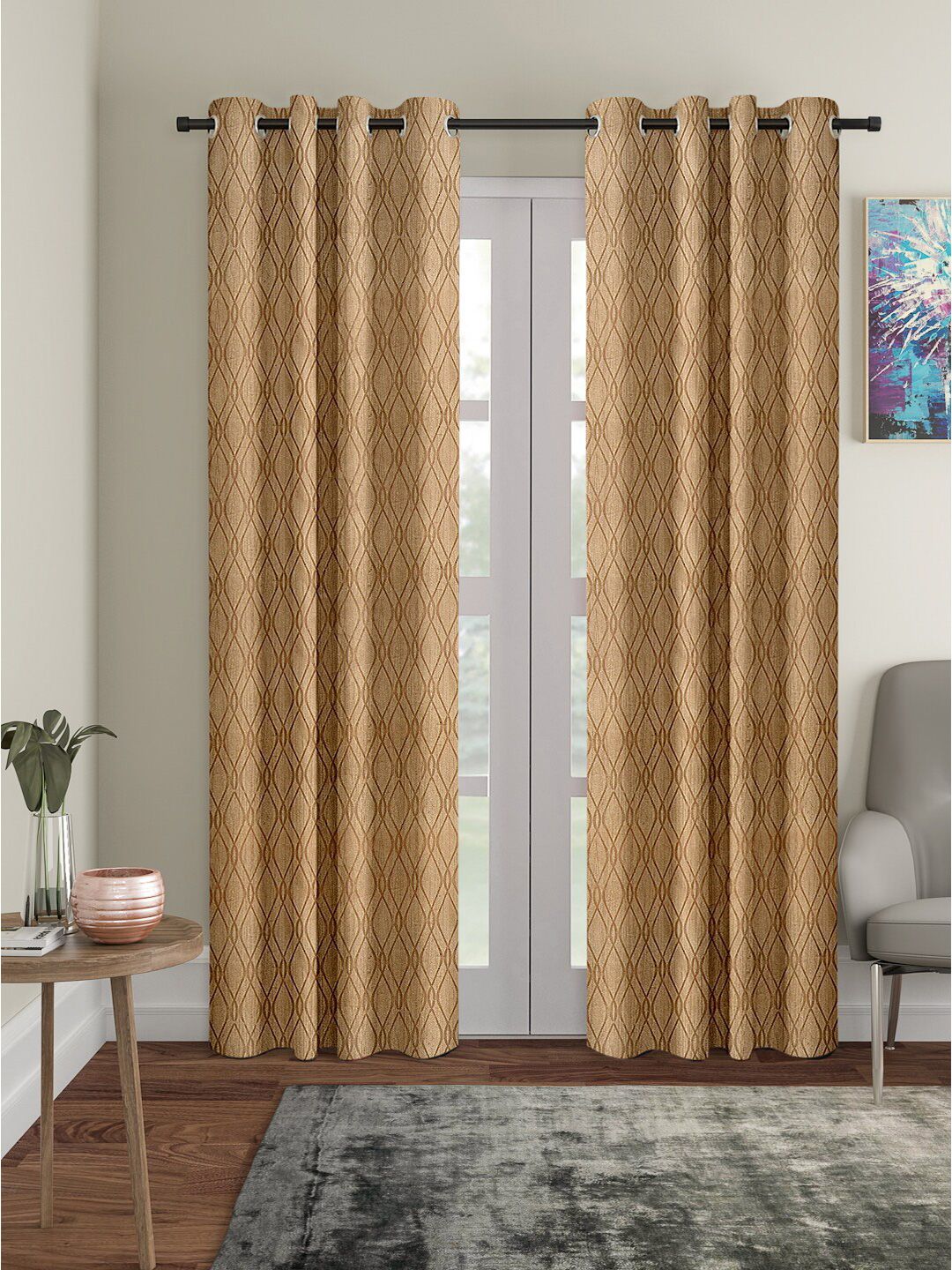 Cortina Brown Set of 2 Door Curtains Price in India