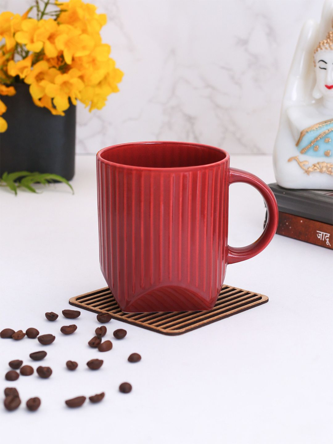 CLAY CRAFT Red Textured Ceramic Mugs Price in India