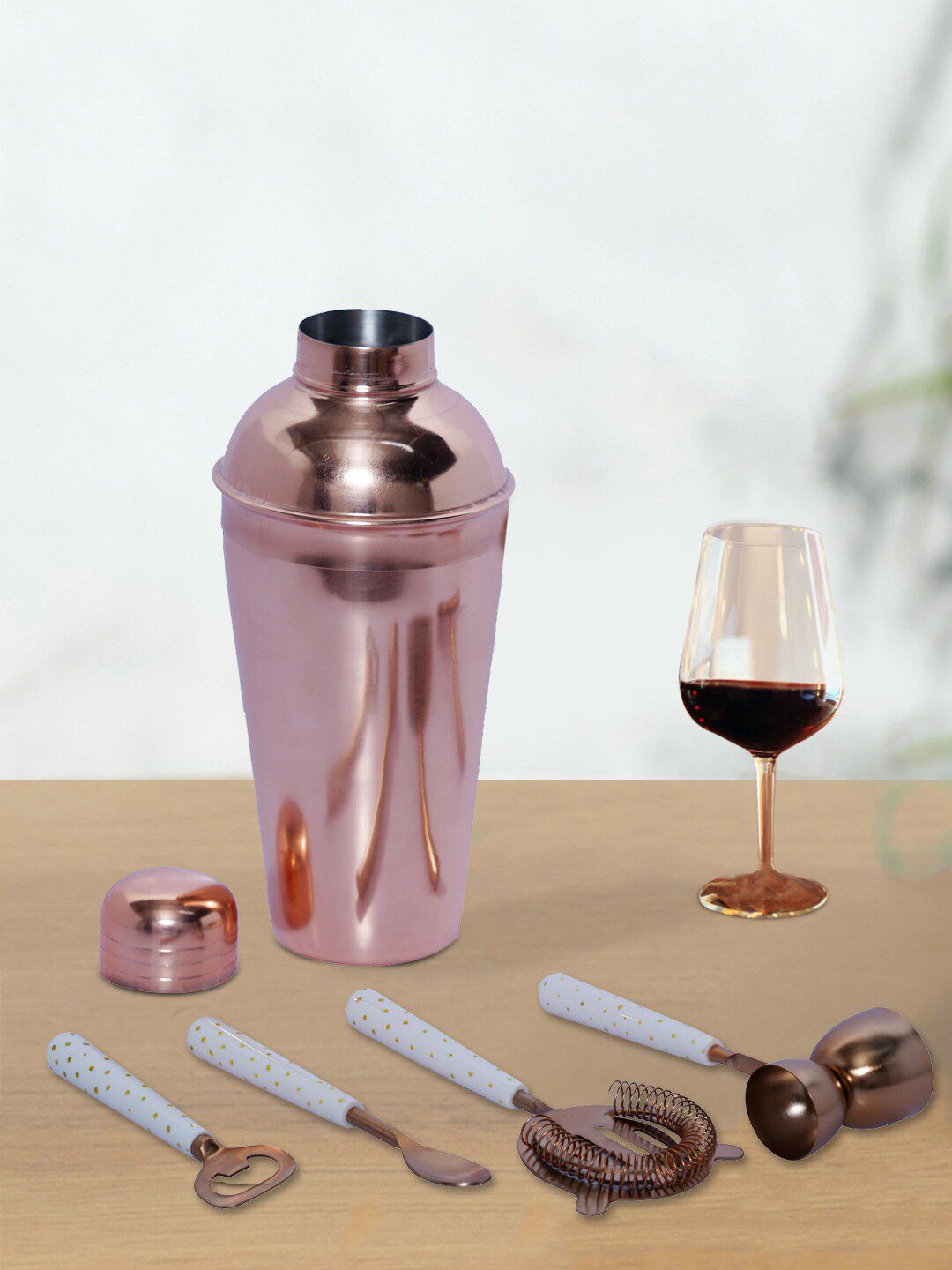 nestroots Set Of 5 Copper-Toned & White Barware Tools Price in India