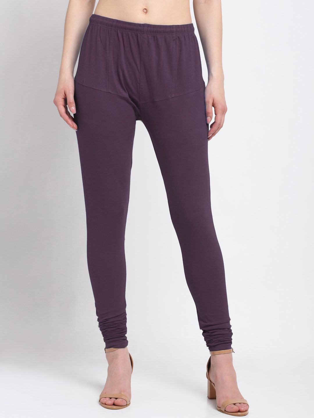 KLOTTHE Women Purple Solid Churidar-Length Leggings Price in India