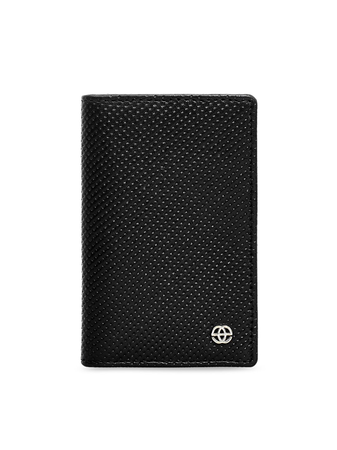 Eske Unisex Black Geometric Textured Leather Card Holder Price in India