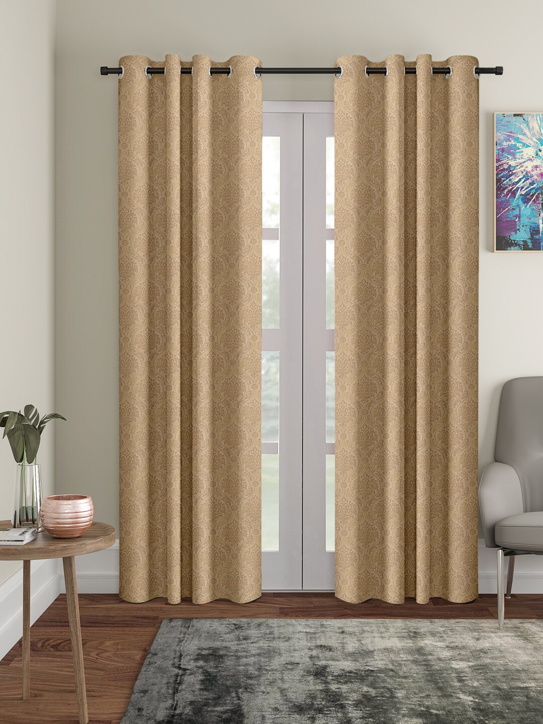 Cortina Beige Set of 2 Long Door Curtains Price in India