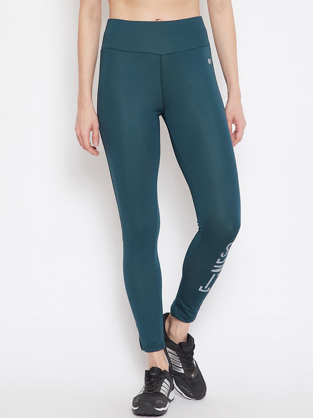 Clovia Women Teal Green Solid Slim-Fit Active Ankle-Length Tights Price in India