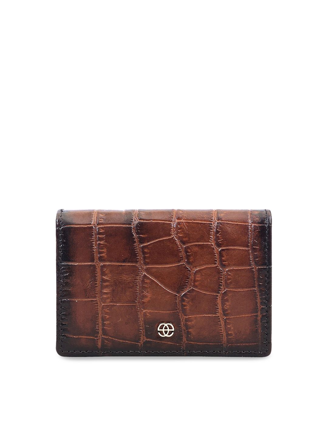 Eske Unisex Tan Brown Animal Textured Leather Card Holder Price in India