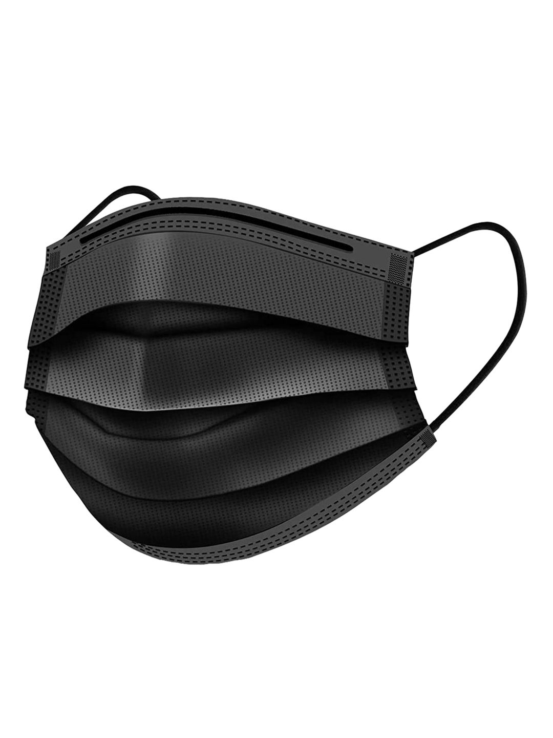 Lioncrown Unisex Pack Of 50 Black Solid 3-Ply Protective Outdoor Masks Price in India