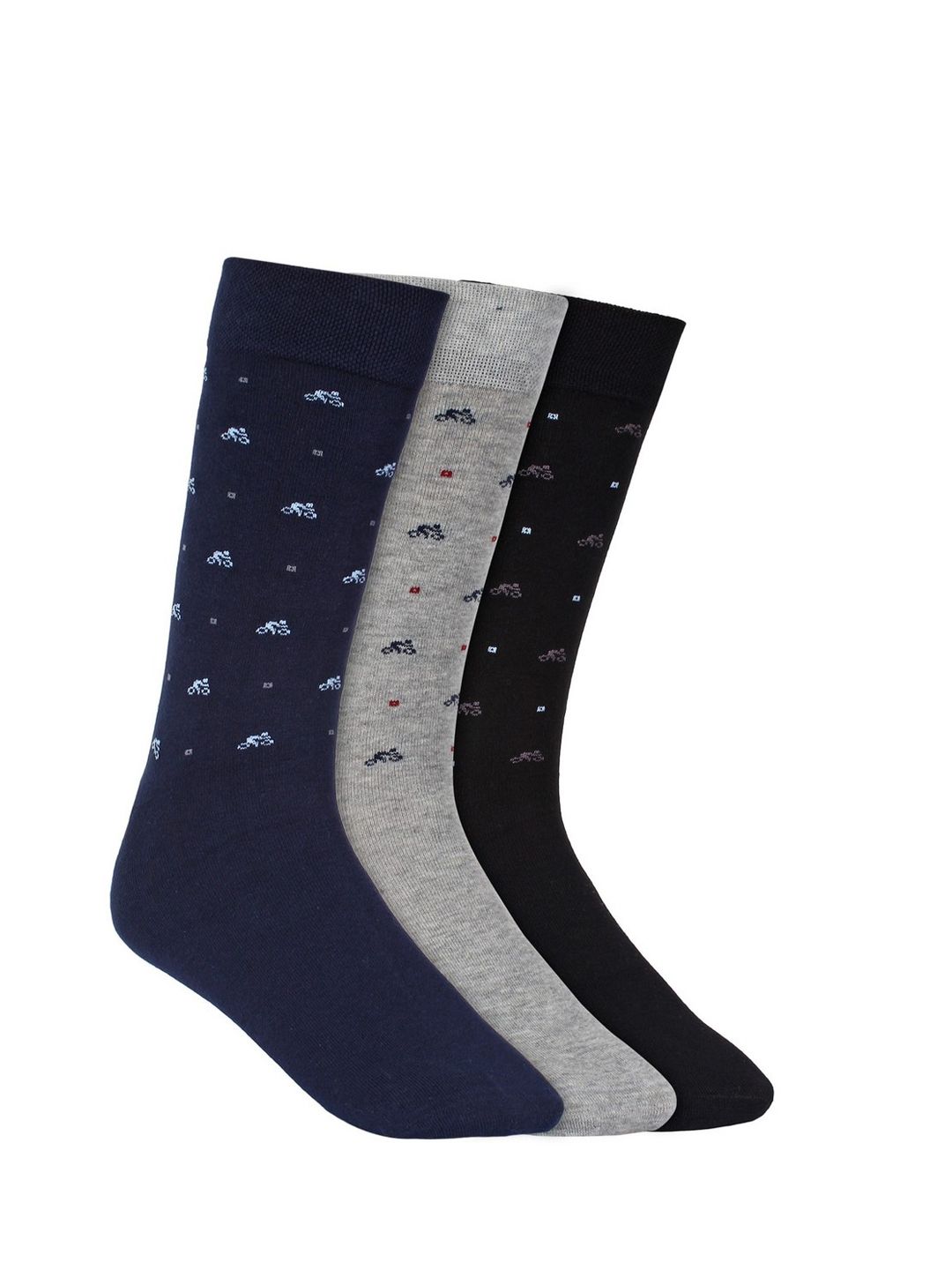 Creature Men Pack Of 3 Assorted Pure Combed Cotton Calf-Length Socks