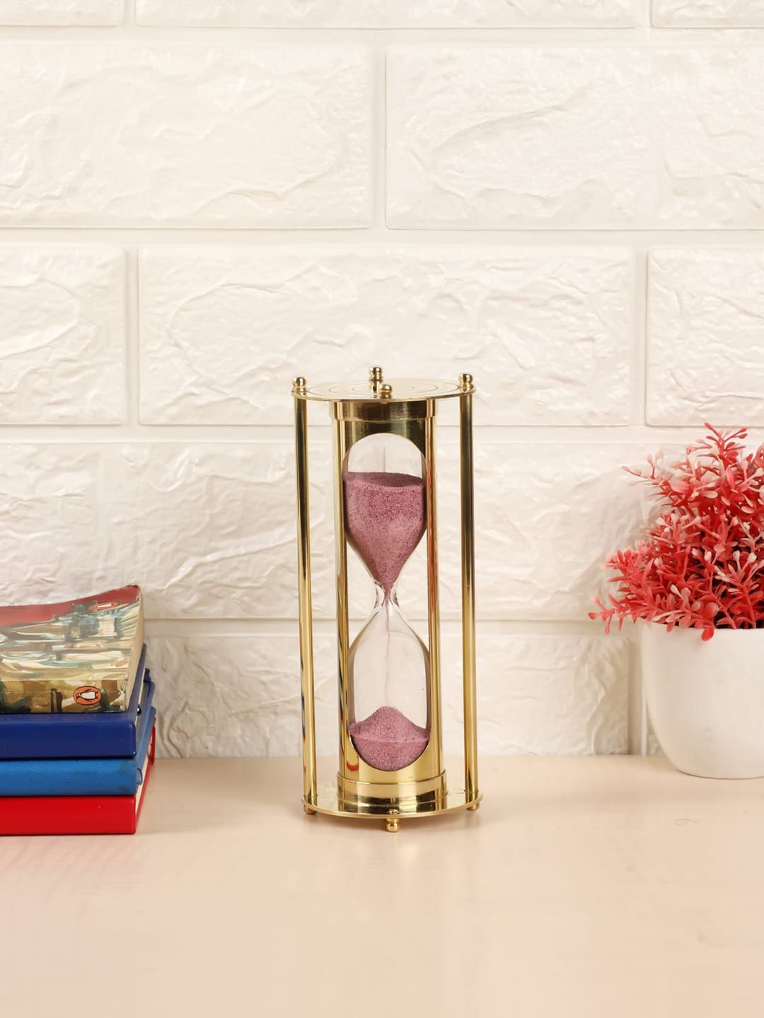 EXIM DECOR Unisex Gold-Toned Brass & Wood Sand Timer Price in India