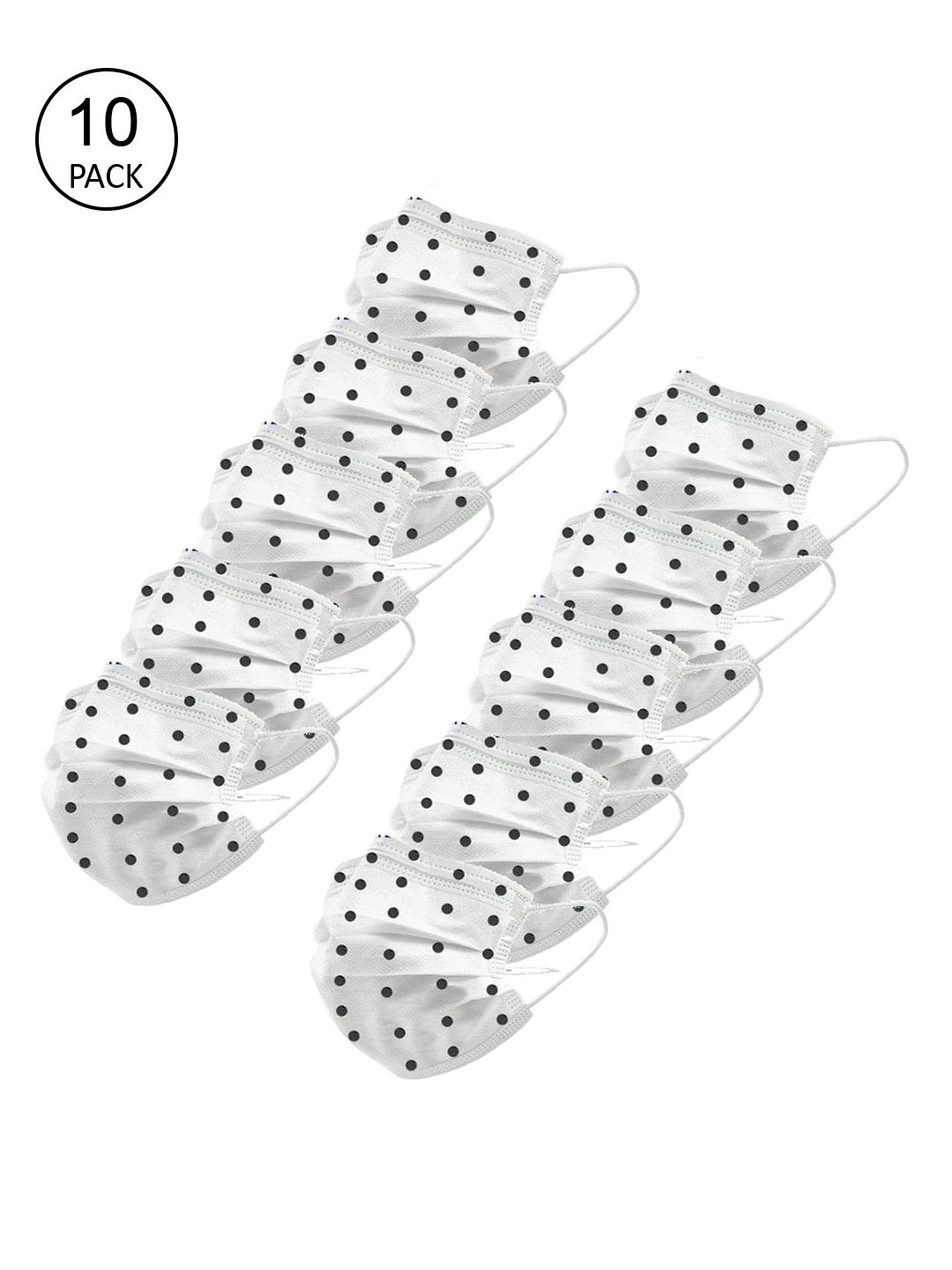 Lioncrown Adults White & Black Pack of 10 4-Ply Disposable Anti Pollution Face Mask Price in India