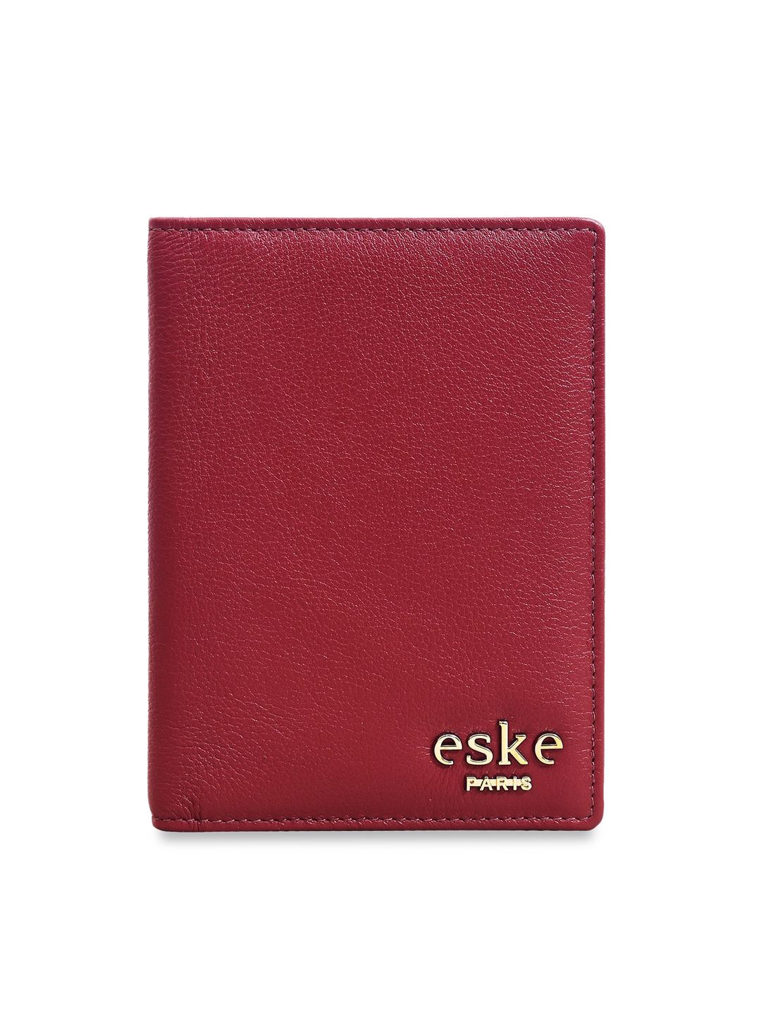 Eske Unisex Burgundy Solid Leather Passport Holder with Passport Holder Price in India