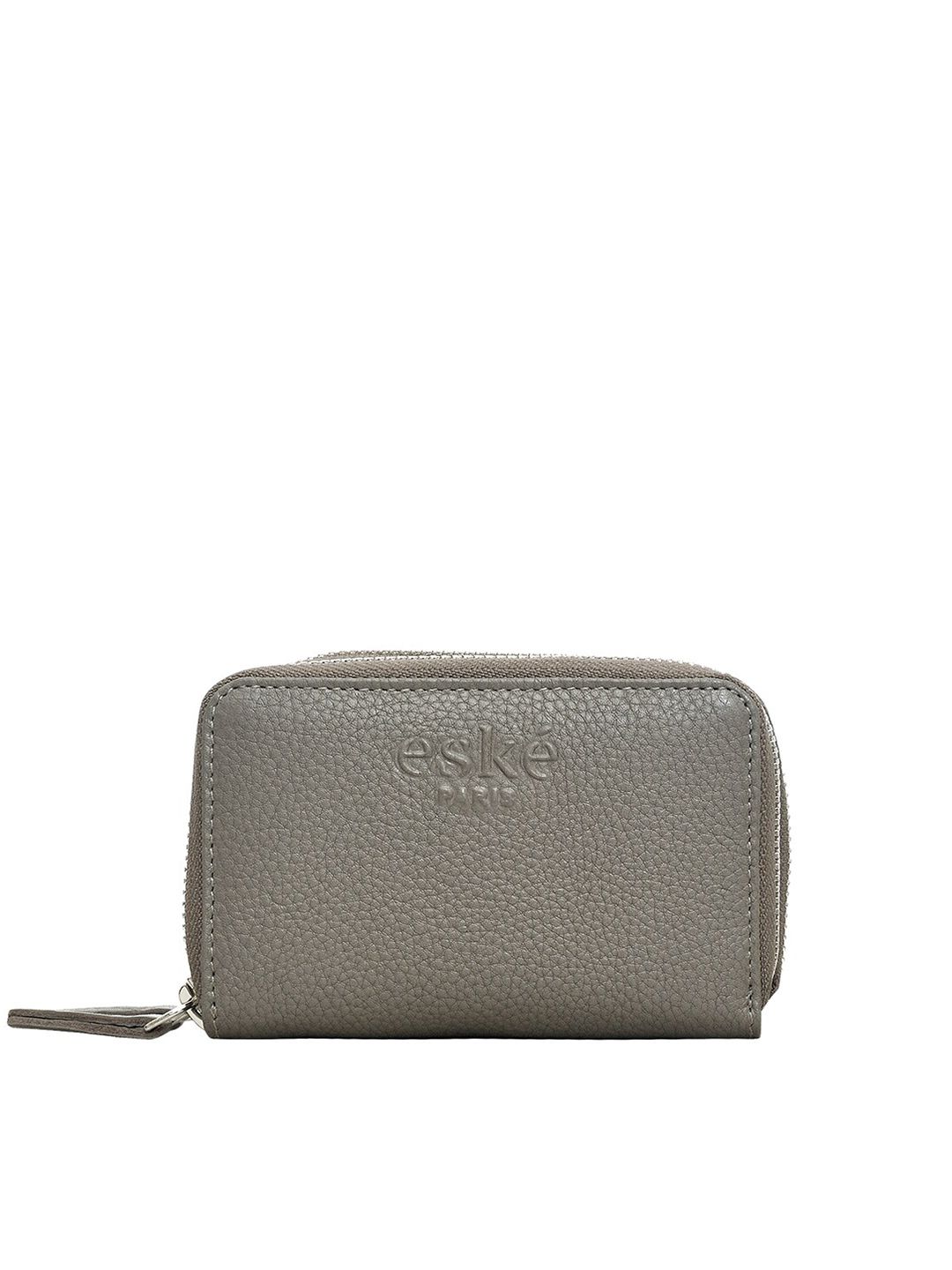 Eske Women Grey Textured Zip Around Wallet Price in India