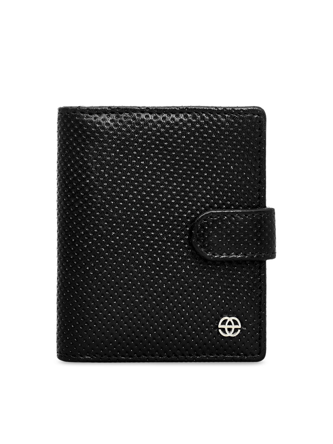 Eske Unisex Black Geometric Textured Leather Card Holder Price in India