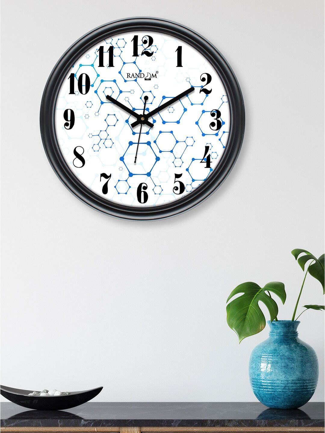 RANDOM White & Black Printed Contemporary Wall Clock 30 cm Price in India