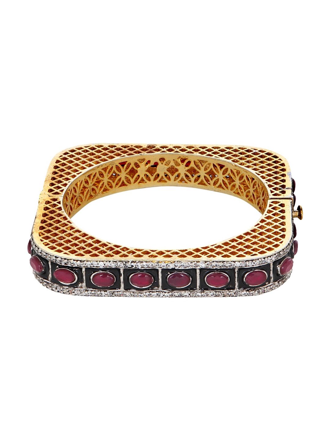 Adwitiya Collection Women Gold & Black Handcrafted Gold-Plated Bangle-Style Bracelet Price in India