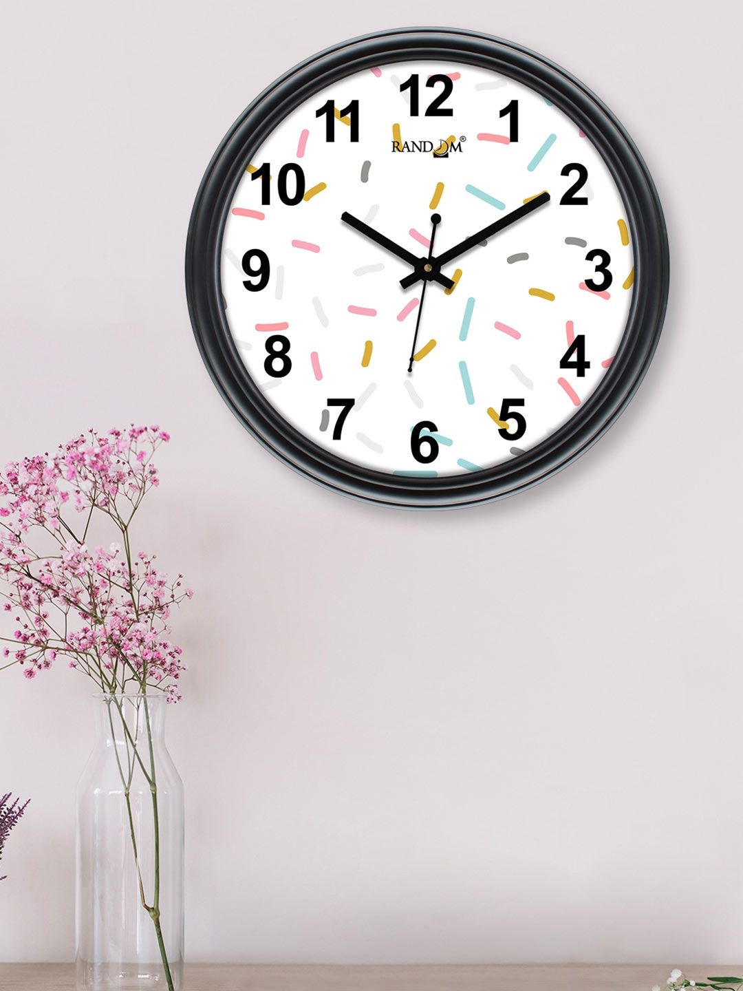 RANDOM Black & White Printed Contemporary Wall Clock Price in India